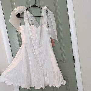 NWT Anthropologie BHLDN White Dress with Adjustable Straps and Scalloped Hem XL